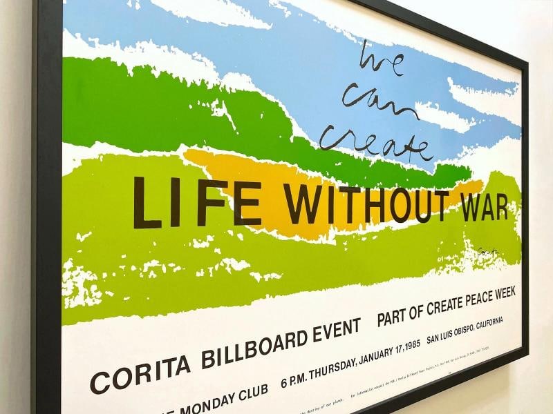 CORITA KENT RARE 1985 "LIFE WITHOUT WAR" LITHO PRINT FRAMED LARGE POP ART POSTER - 6