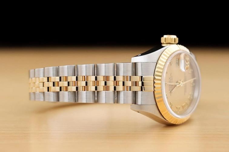 ROLEX LADIES DATEJUST 69173 CHAMPAGNE ROMAN DIAL 18K YELLOW GOLD STEEL WATCH - 7