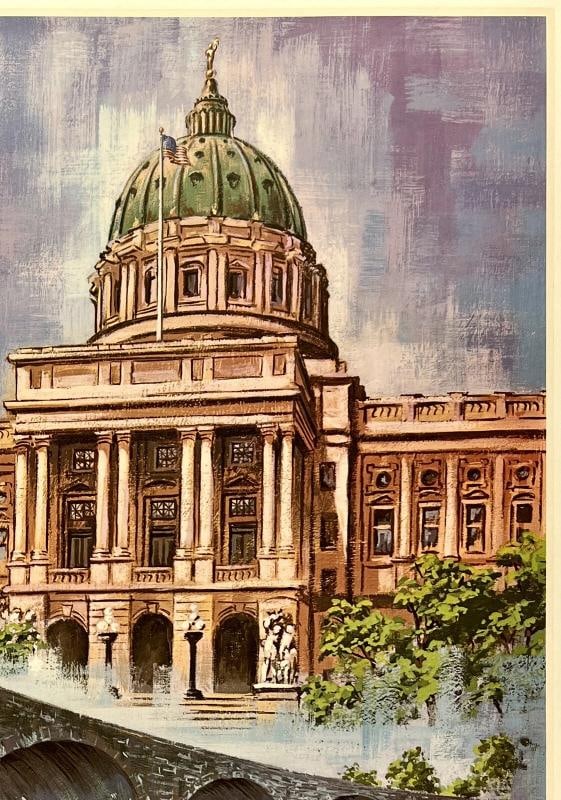 Original Vintage Poster VISIT PENNSYLVANIA HARRISBURG Travel Tourism America OL - 3