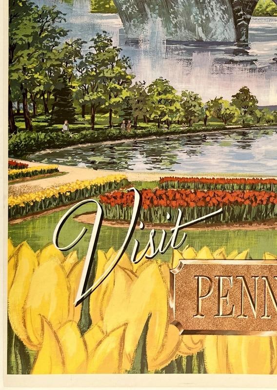 Original Vintage Poster VISIT PENNSYLVANIA HARRISBURG Travel Tourism America OL - 4