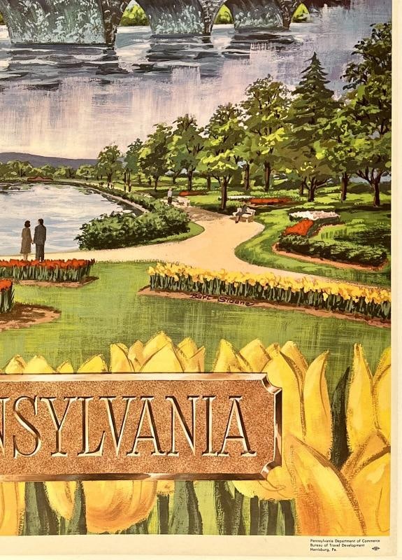 Original Vintage Poster VISIT PENNSYLVANIA HARRISBURG Travel Tourism America OL - 5