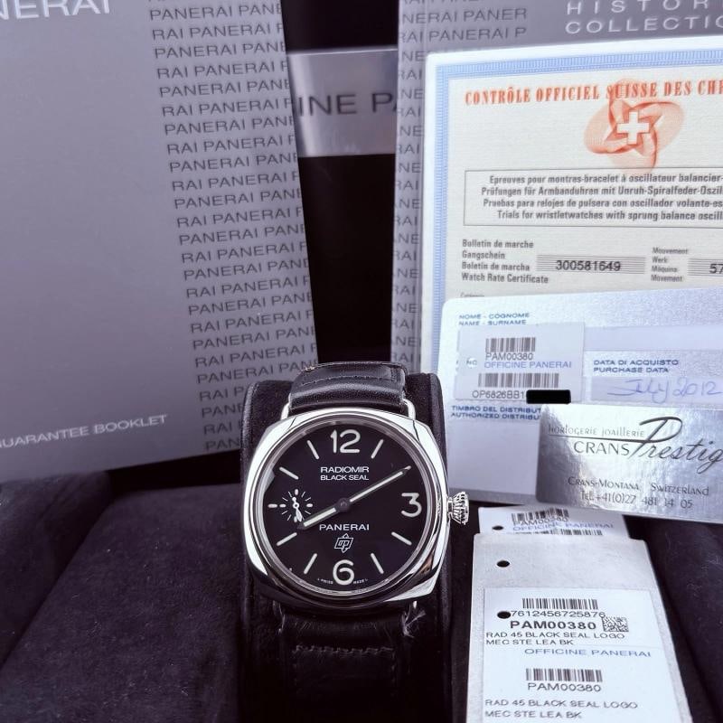 Panerai Radiomir Black Seal PAM00380 PAM 380 45mm Stainless Steel Box Papers: Condition: Pre-owned - Excellent,Bezel Color: Silver,Indices: Arabic Numerals,Year Manufactured: 2010-2019,Band/Strap: Two-Piece Strap,Case Color: Silver,Department: Men,Bezel Type: Smooth,Style: