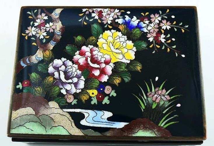 c1900 Stunning Japanese Meiji Period CloisonnÃƒÂ© Floral Box - 5