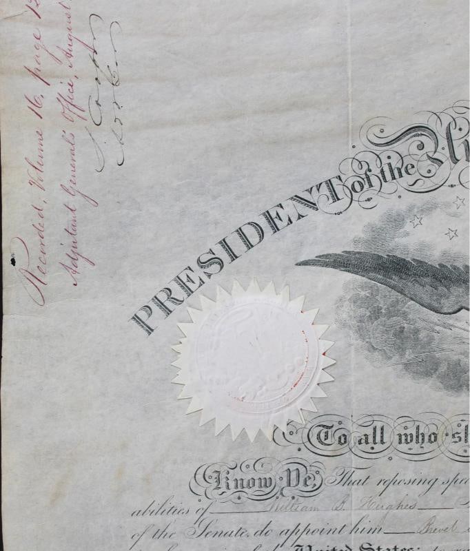 Franklin Pierce & Jefferson Davis Signed 15x18 1856 Military Appointment BAS LOA - 3