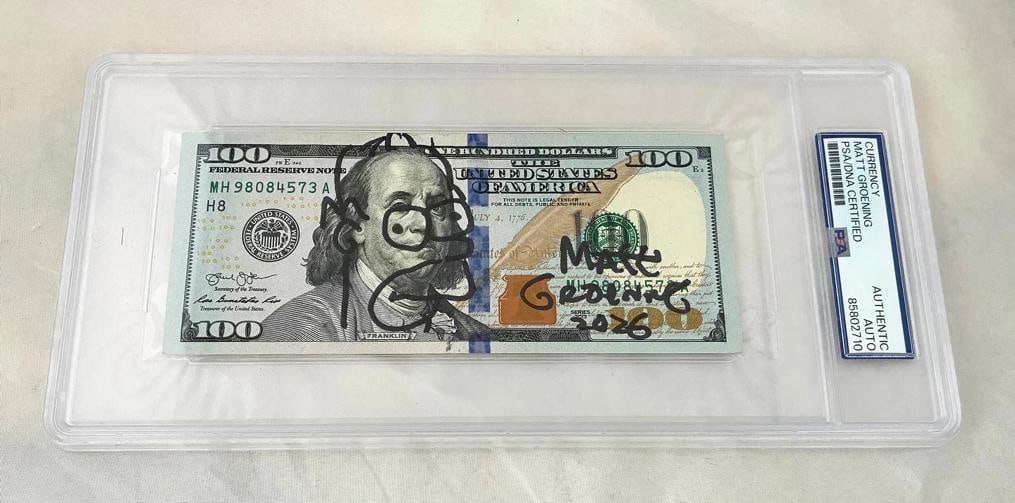 Matt Groening Hand Drawn and Signed $100 Bill US Currency Simpsons Homer PSA/...: Condition: New: A brand-new, unused, unopened, undamaged item (including handmade items). ,Modified Item: No,Original/Reproduction: Original,Country of Origin: United States