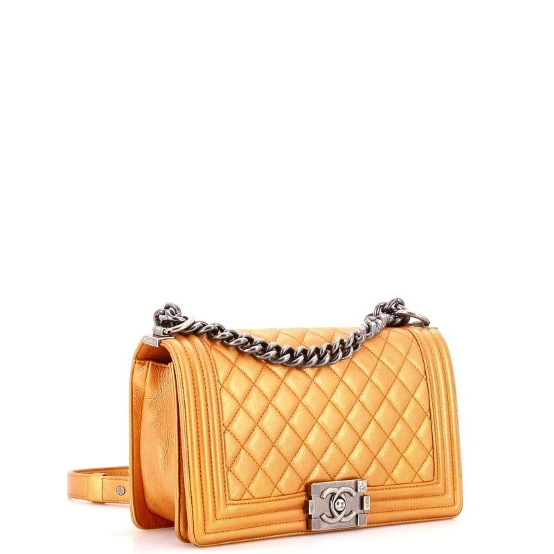Chanel Boy Flap Bag Quilted Metallic Calfskin Old Medium - 2