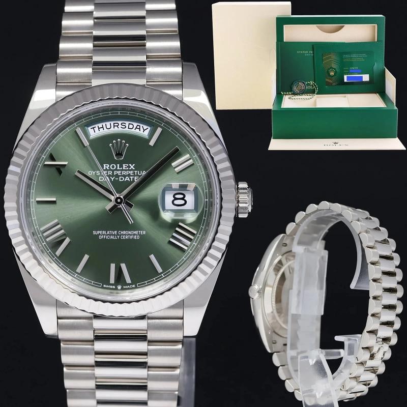 2020 NEW PAPERS Rolex Day Date 40 White Gold President GREEN OLIVE 228239 Watch: Condition: Pre-owned - Excellent,Brand: Rolex,Department: Unisex Adults,Type: Wristwatch,Model: Day-Date President,,Country of Origin: Switzerland
