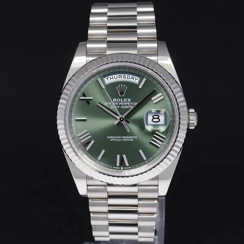2020 NEW PAPERS Rolex Day Date 40 White Gold President GREEN OLIVE 228239 Watch - 2