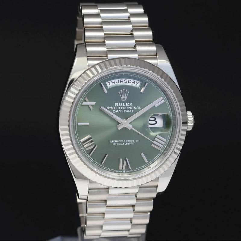 2020 NEW PAPERS Rolex Day Date 40 White Gold President GREEN OLIVE 228239 Watch - 3