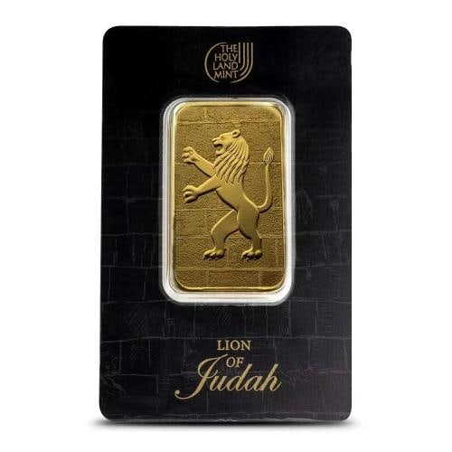 1 oz The Holy Land Mint Lion of Judah Gold Bar (New w/ Assay): Certification: Assay Card,Brand/Mint: The Holy Land Mint,Precious Metal Content per Unit: 1 oz,Fineness: 0.9999,Composition: Gold,Shape: Bar,Country of Origin: Israel