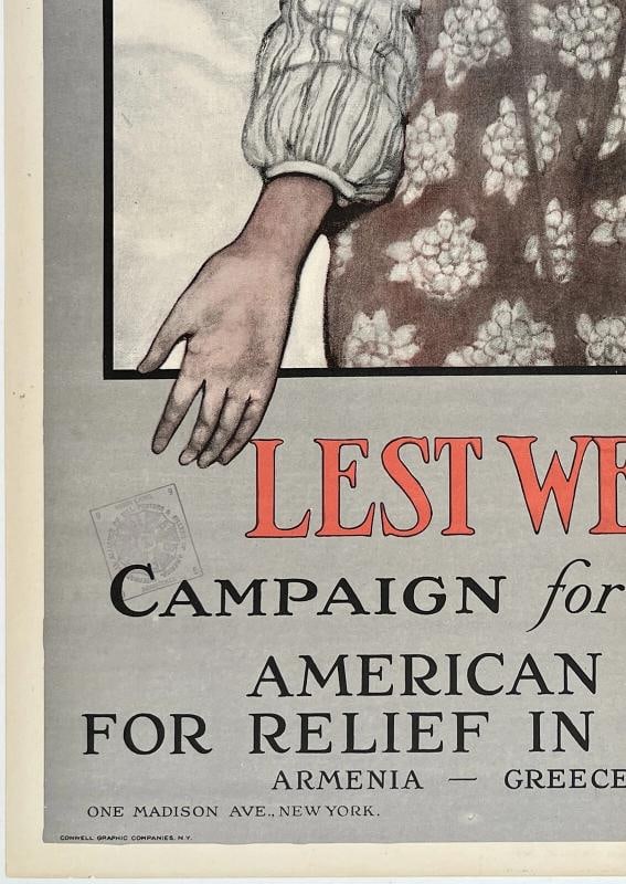 Original Vintage Poster LEST WE PERISH AMERICAN COMMITTEE Armenia World War I OL - 4
