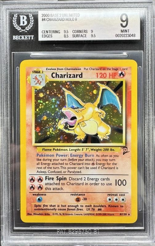Pokemon Charizard #4 Base Set 2 Holo BGS 9 Mint Mouth Swirl (1 of 2)