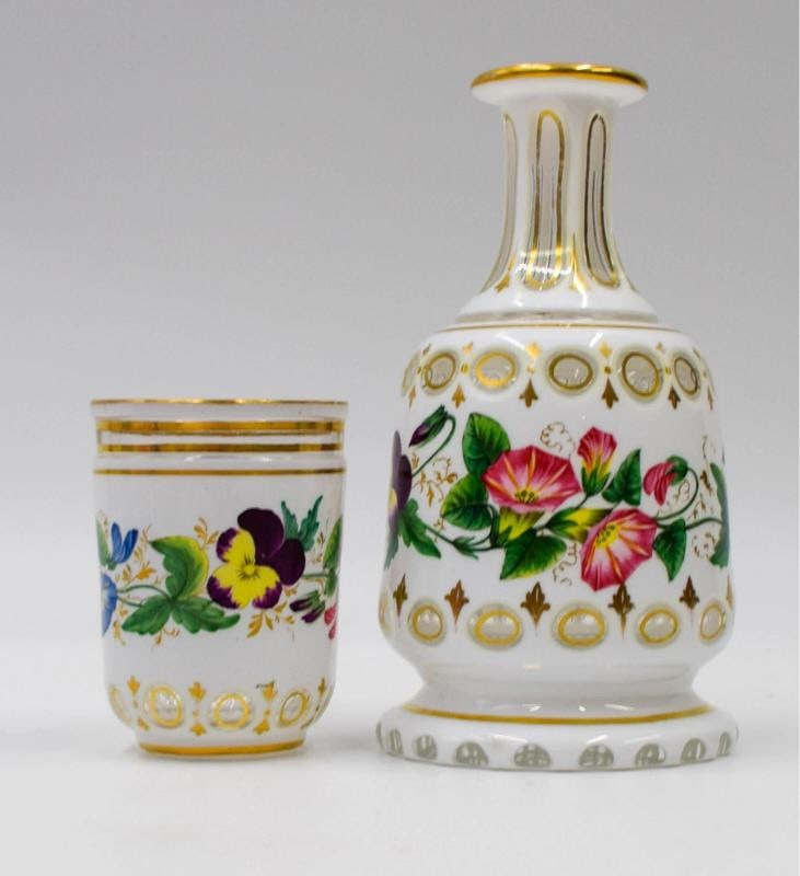 Amazing 19th Century Bohemian Cut to Clear Hand Painted Tumble Up - 2