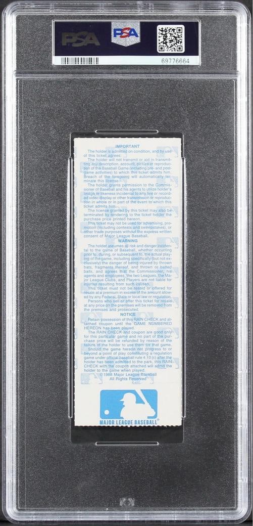 Dodgers Kirk Gibson "2x Insc" Signed 1988 WS Game 1 Ticket Auto 10 PSA Slabbed 3 - 2