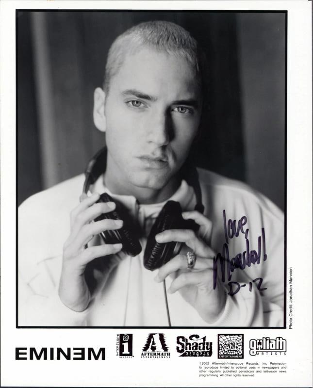 Eminem "Love D-12" Authentic Signed 8x10 Black & White Promo Photo BAS #AA01476 - 5