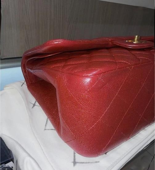 Chanel Classic Jumbo Double Flap in Iridescent Burgundy Quilted Caviar w/GHW 18C - 7