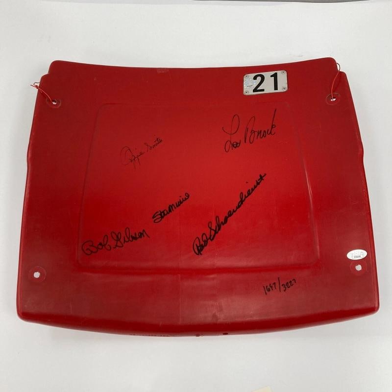 Stan Musial Bob Gibson Lou Brock Ozzie Signed St. Louis Cardinals Seatback JSA - 2