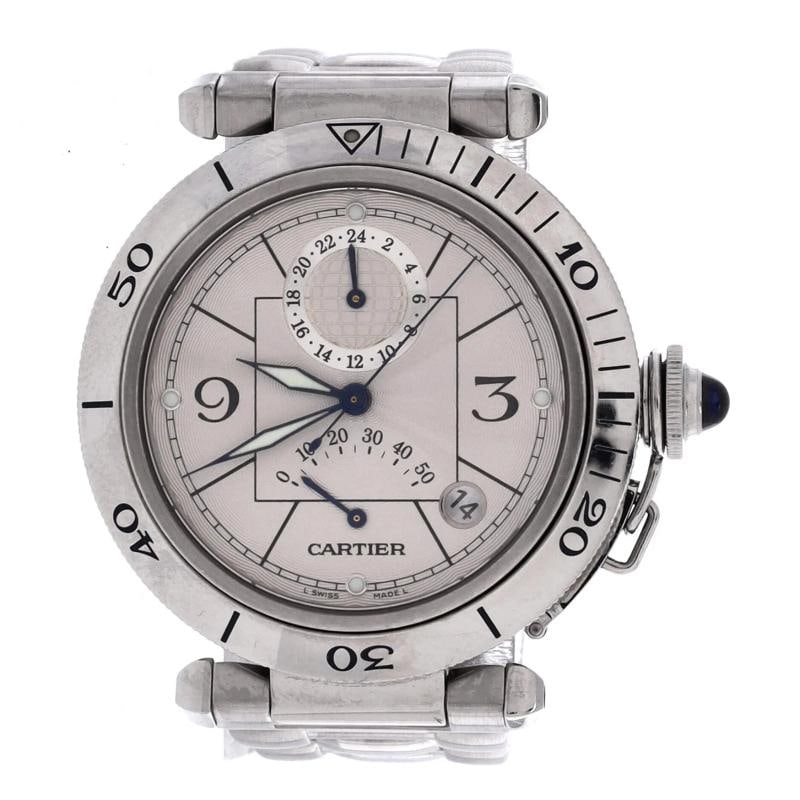 Cartier Pasha de Cartier GMT Power Reserve Automatic Watch Stainless Steel 38: Condition: Pre-owned - Good,Brand: Cartier,Department: Women,Type: Watch,Style: W, A, T, C, H,Movement: Automatic,Band Color: Silver,Band Material: Stainless Steel,Case Material: Stainless Steel
