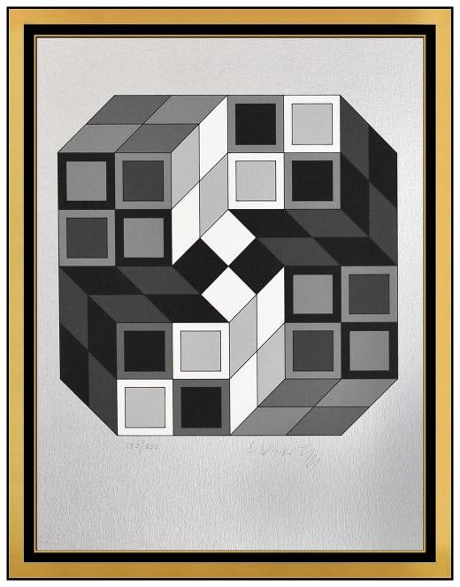 Victor Vasarely Original Micro Cosmos Hand Signed Screenprint Modern Framed Art: Condition: Used,Artist: Victor Vasarely,Type: Print,Signed By: Victor Vasarely,Signed: Yes,Item Height: 14 in,Style: Op Art,Material: screenprint,Item Length: 11 in,Original/Licensed Reprint: