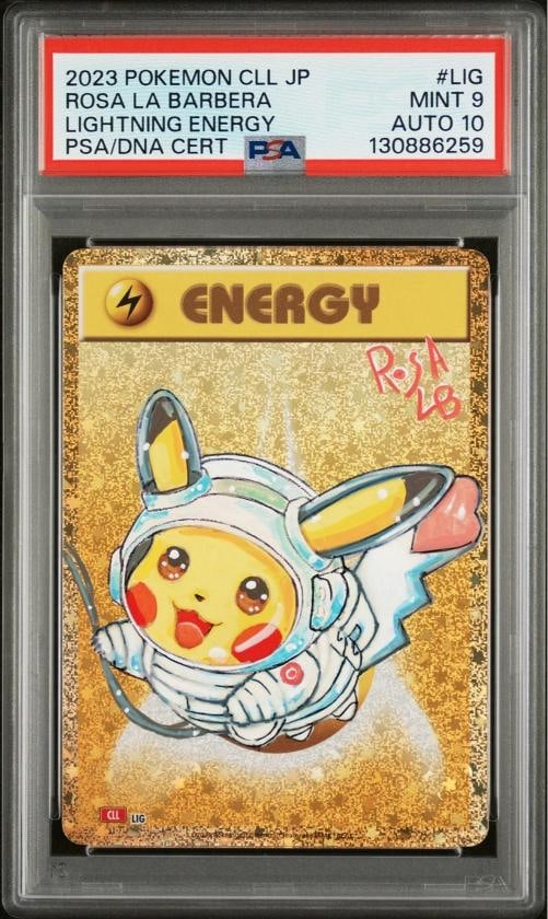 PSA 9 MINT AUTO 10 Energy Rosa La Barbera Signature Astronaut Pikachu PokÃƒÂ©mon: Condition: Graded - PSA 9: Professionally graded ,Convention/Event: PokÃƒÂ©mon League,Attribute/MTG:Color: Lightning,Card Size: Japanese,Autographed: Yes,Set: Trading Card Game