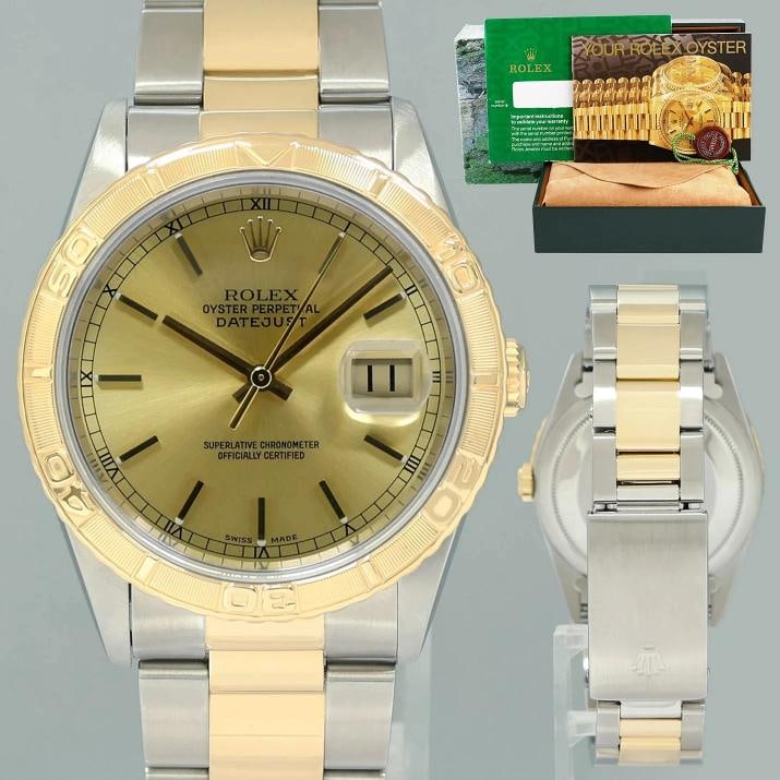 MINT Rolex DateJust 16263 Turn-O-Graph Two Tone Gold Oyster 36mm Watch Box: Condition: Pre-owned - Excellent,Brand: Rolex,Department: Unisex Adults,Type: Wristwatch,Model: DateJust,Reference Number: 16263,With Original Box/Packaging: Yes,With Papers: No,Customized: No,UPC: Do