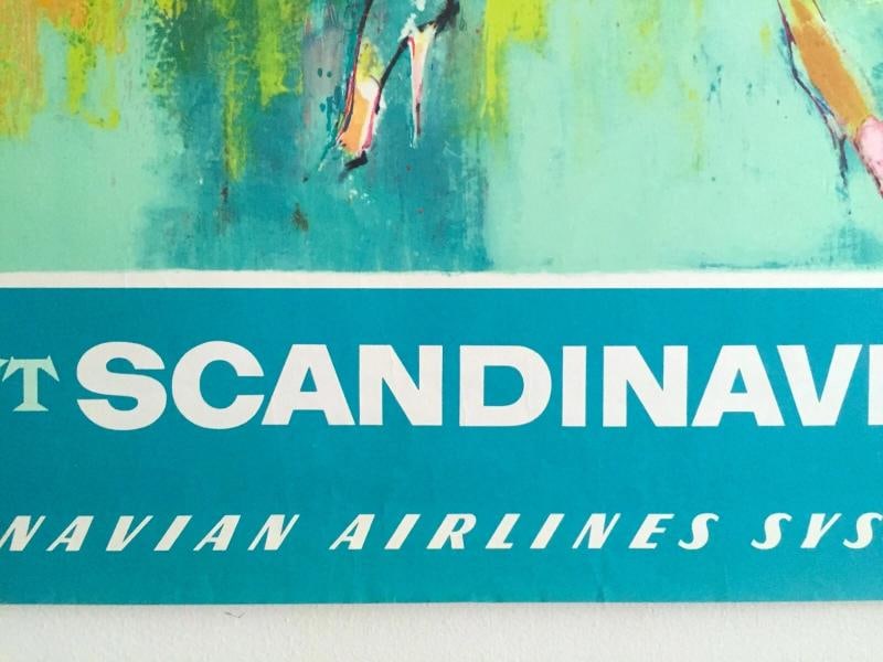SAS AIRLINES RARE 1960 MCM LITHOGRAPH PRINT OTTO NIELSEN COLLECTOR TRAVEL POSTER - 11