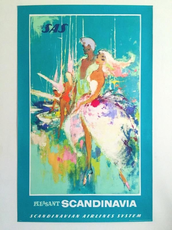SAS AIRLINES RARE 1960 MCM LITHOGRAPH PRINT OTTO NIELSEN COLLECTOR TRAVEL POSTER: Condition: Used,Features: RARE OUT OF PRINT,Width (Inches): 24 3/4",Listed By: Dealer or Reseller,Subject: Travel,Size: Large (up to 60in.),Height (Inches): 39 1/4",Date of Creation: 1950-1969,Artist: