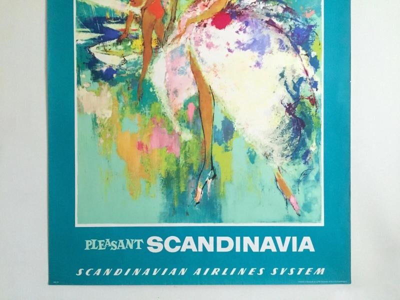 SAS AIRLINES RARE 1960 MCM LITHOGRAPH PRINT OTTO NIELSEN COLLECTOR TRAVEL POSTER - 3