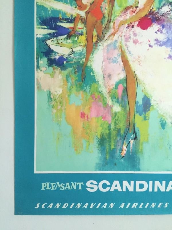 SAS AIRLINES RARE 1960 MCM LITHOGRAPH PRINT OTTO NIELSEN COLLECTOR TRAVEL POSTER - 6