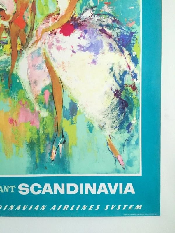 SAS AIRLINES RARE 1960 MCM LITHOGRAPH PRINT OTTO NIELSEN COLLECTOR TRAVEL POSTER - 7