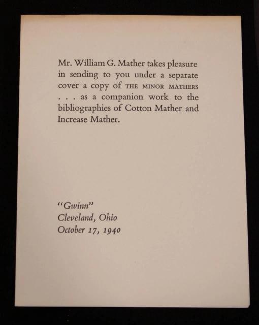 Increase Mather Cotton Mather / 1940 Cotton Mather Increase Mather Minor 1st ed - 12