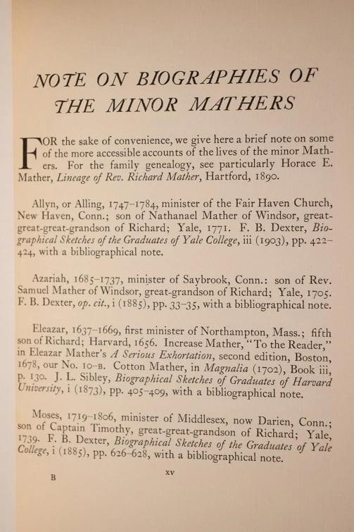 Increase Mather Cotton Mather / 1940 Cotton Mather Increase Mather Minor 1st ed - 15
