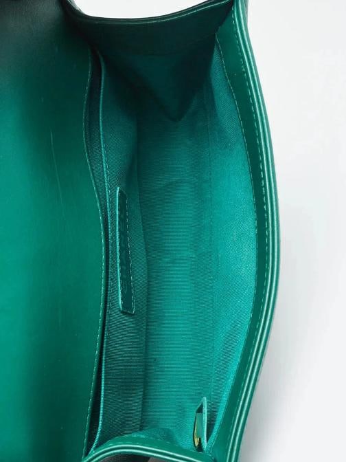 Chanel Green Quilted Lambskin Leather Small Boy Bag - 10