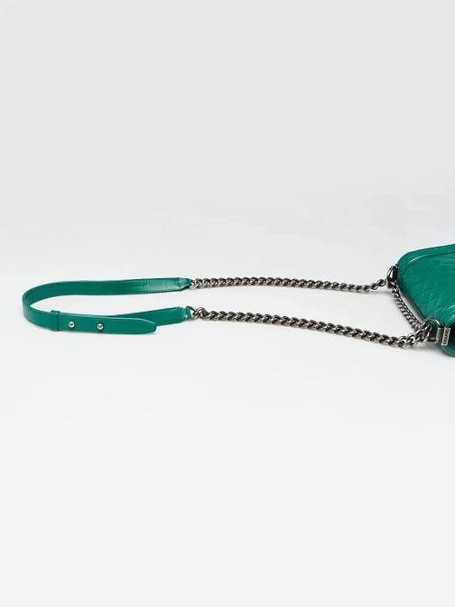 Chanel Green Quilted Lambskin Leather Small Boy Bag - 8