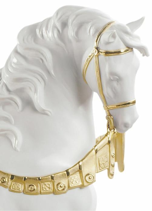 LLADRO A REGAL STEED HORSE GOLDEN SCULPTURE #7186 BRAND NIB DECO LARGE - 4