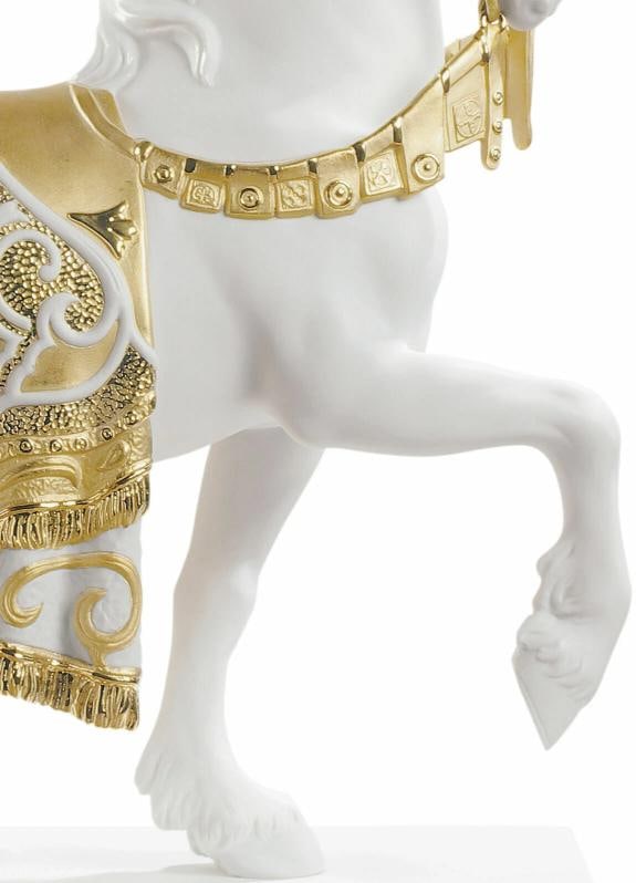 LLADRO A REGAL STEED HORSE GOLDEN SCULPTURE #7186 BRAND NIB DECO LARGE - 5