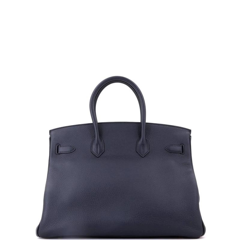 Hermes Birkin Handbag Blue Clemence with Gold Hardware 35 - 4