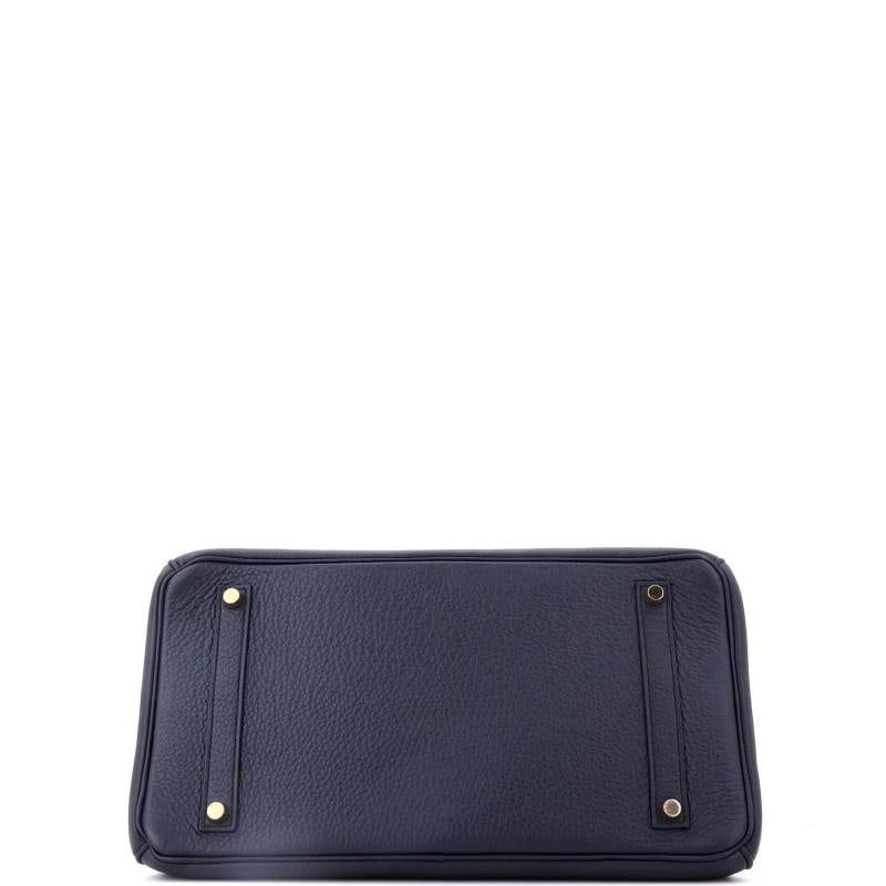 Hermes Birkin Handbag Blue Clemence with Gold Hardware 35 - 5