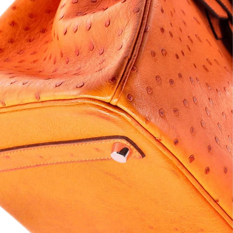 Hermes Birkin Handbag Orange Ostrich with Palladium Hardware 35 - 7