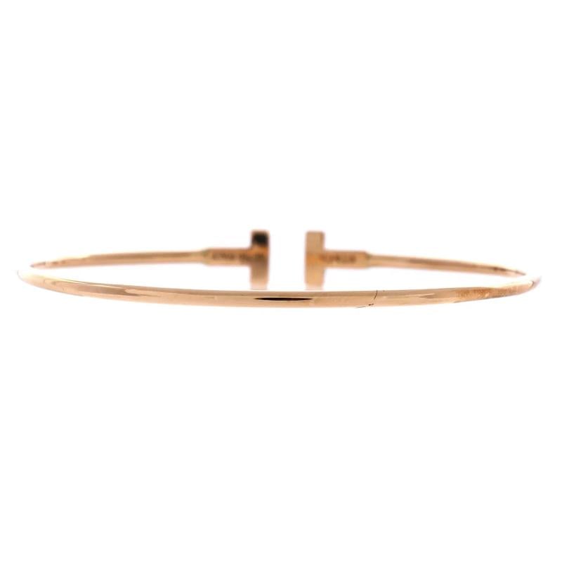 Tiffany & Co. T Wire Bracelet 18K Rose Gold Narrow - 3