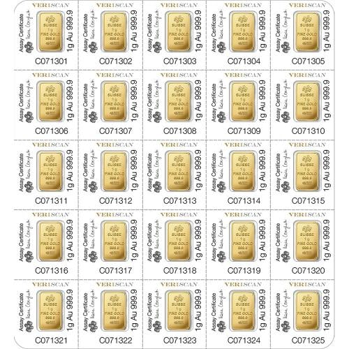 25x1 gram Gold Bar - PAMP Suisse - Fortuna - 999.9 Fine in Sealed Assay - 2