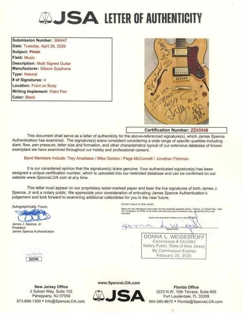 PHISH: Trey Anastasio, Jon Fishman, Mike Gordon & Page McConnell Signed Guitar (JSA) - 3