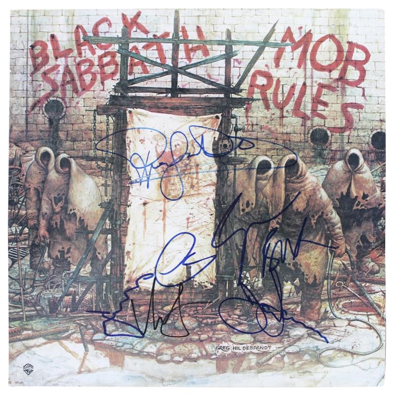 Black Sabbath (5) Iommi, Dio, Butler & Appice Signed Mob Rules Album Cover BAS - 2