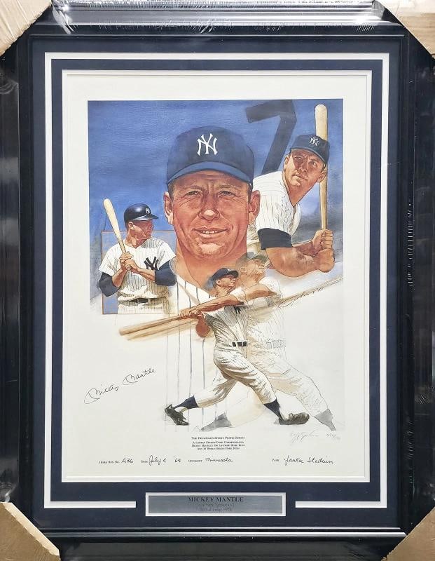 Mickey Mantle Signed Framed 18x24 Litho Photo Yankees #436/556 JSA (1 of 5)