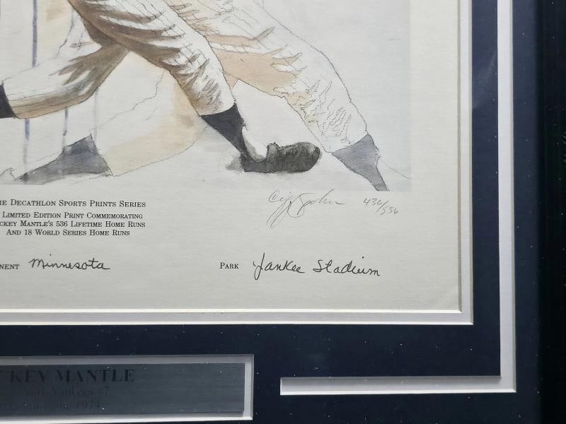 Mickey Mantle Signed Framed 18x24 Litho Photo Yankees #436/556 JSA - 4