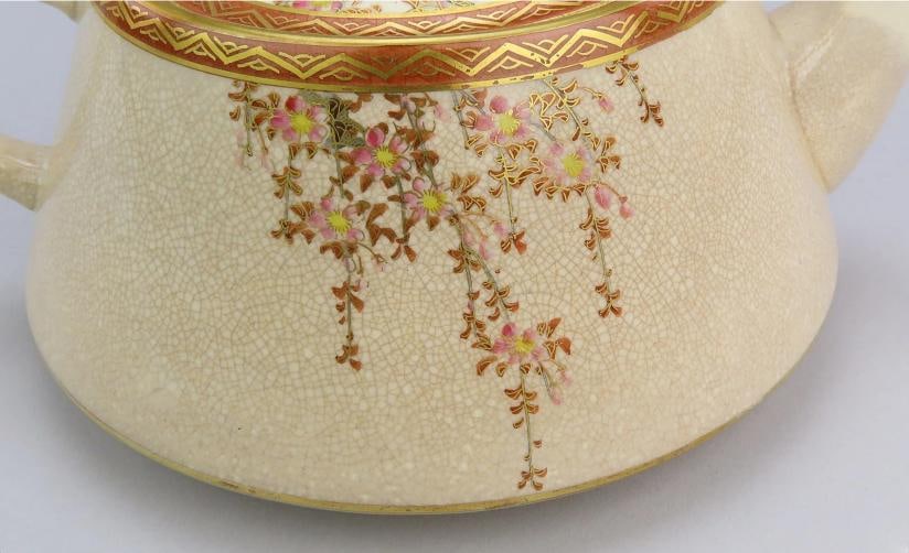Lovely 21 Piece Japanese Satsuma Tea Set Service for 6 Cherry Blossoms - 3