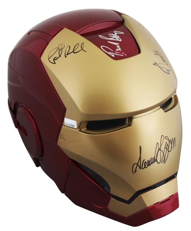 The Avengers (5) Lee, Jackson, Rudd +2 Signed Iron Man F/S Helmet BAS #AE64818 - 3
