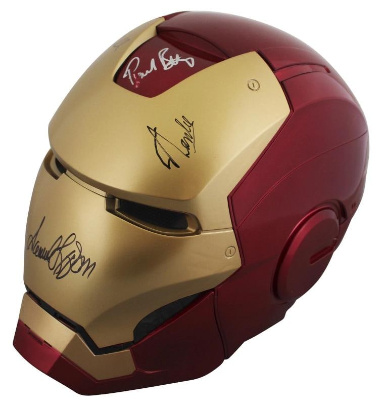 The Avengers (5) Lee, Jackson, Rudd +2 Signed Iron Man F/S Helmet BAS #AE64818 - 4