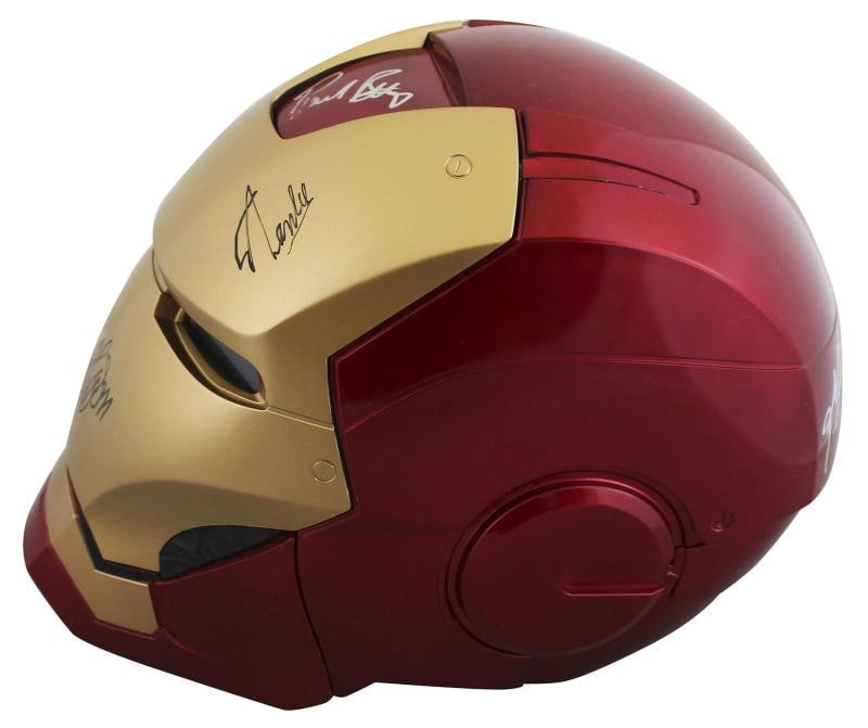 The Avengers (5) Lee, Jackson, Rudd +2 Signed Iron Man F/S Helmet BAS #AE64818 - 5