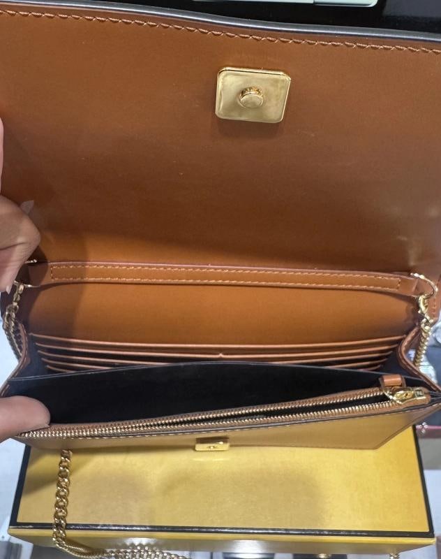 Fendi Signature Roma Logo Wallet on Chain Brown Leather Crossbody Bag - 11